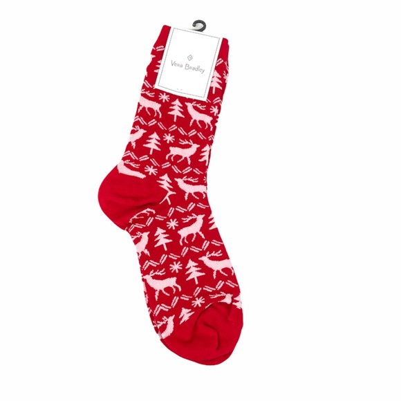 Vera Bradley Reindeer Intarsia Crew Socks, Red - Picture 1 of 4